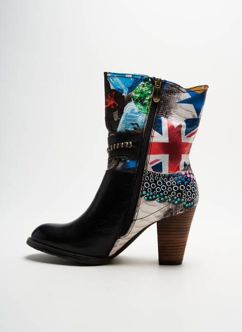 Botine/ghete țesătură satinată toc de 4 la 6 cm negru LAURA VITA femme