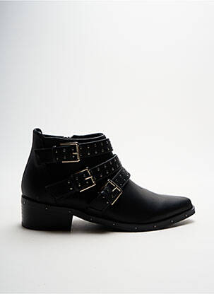 Botine/ghete țesătură satinată toc plat până la 3 cm negru CHATTAWAK femeie