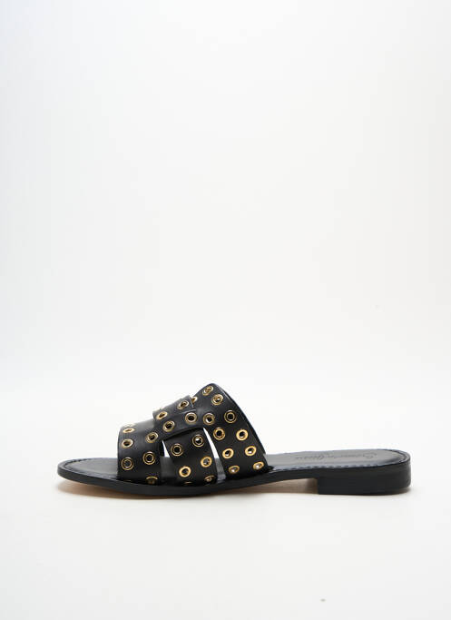 Mulete/saboți talpă exterioară din piele toc plat până la 3 cm negru SEMERDJIAN femme