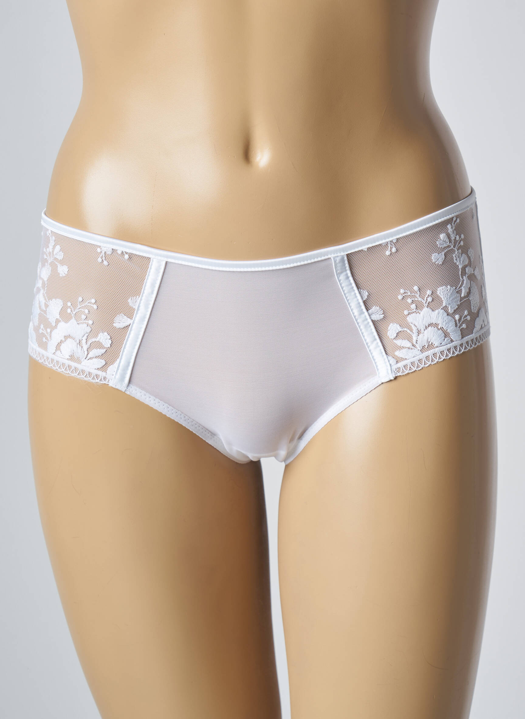 Shorty efect material satinat alb SIMONE PERELE femeie