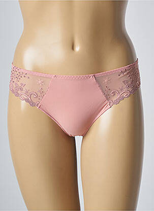 Tanga efect material satinat roz SIMONE PERELE femeie