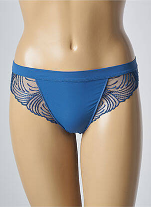 Tanga efect material satinat albastru SIMONE PERELE femeie
