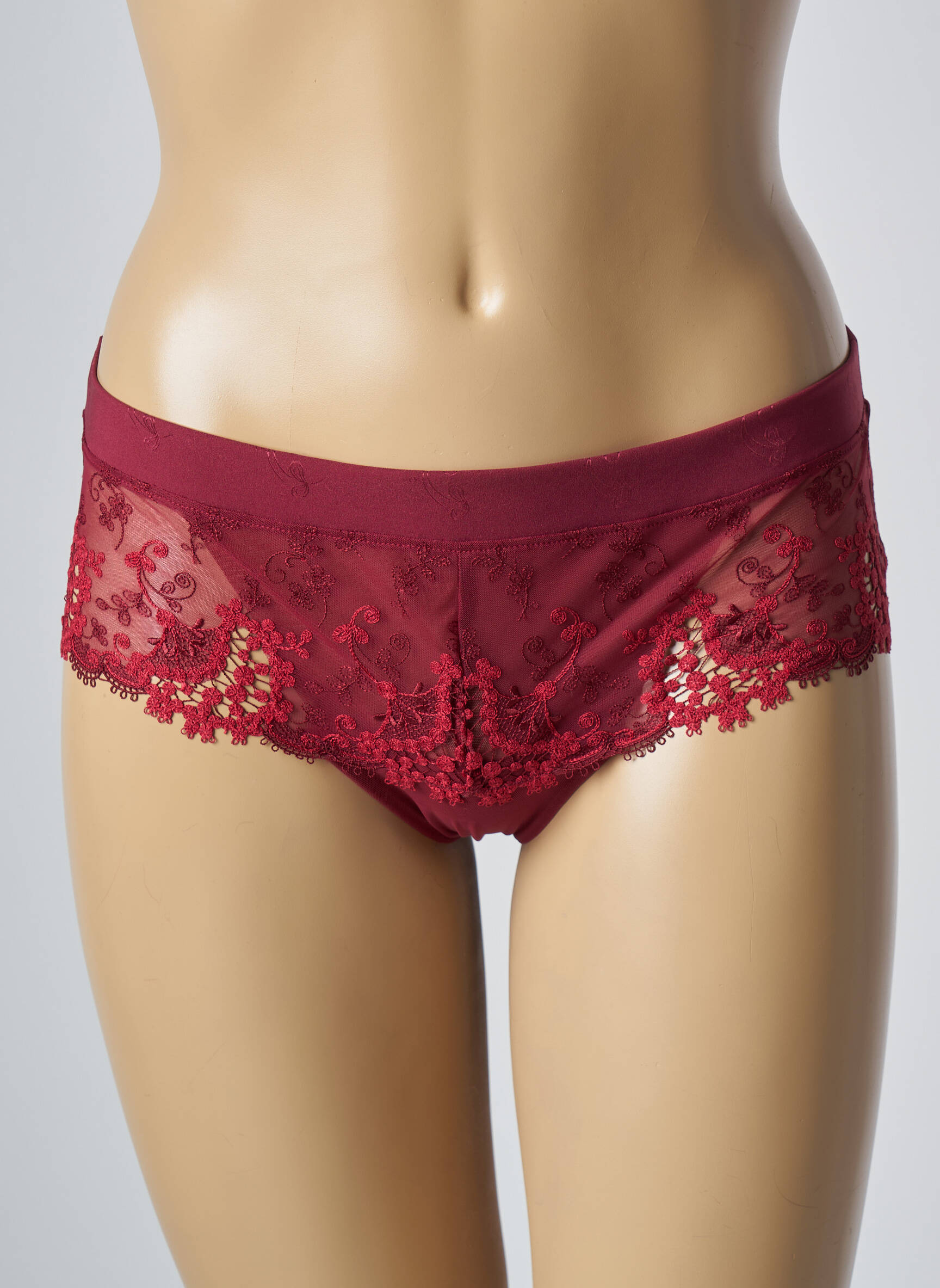 Shorty efect material satinat roșu SIMONE PERELE femeie