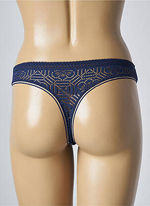 Tanga efect material satinat albastru SIMONE PERELE femeie