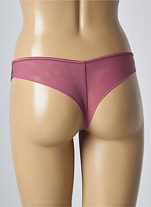 Tanga efect material satinat roz SIMONE PERELE femeie
