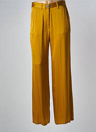 Pantalon drept închidere cu fermoar sub clapetă cu nasturi galben FORTE-FORTE femme