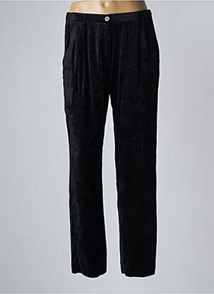 Pantalon drept închidere cu fermoar sub clapetă cu nasturi negru FORTE-FORTE femeie