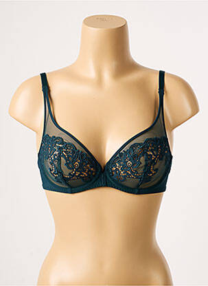 Sutien efect material satinat sutien cupe întregi cu decolteu înalt verde SIMONE PERELE femeie