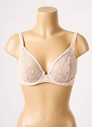 Sutien efect material satinat sutien cupe întregi cu decolteu înalt roz SIMONE X SIMONE PÉRÈLE femeie