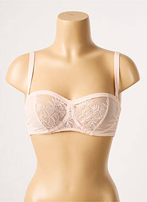 Sutien efect material satinat sutien balconet cu decolteu înalt roz SIMONE X SIMONE PÉRÈLE femeie