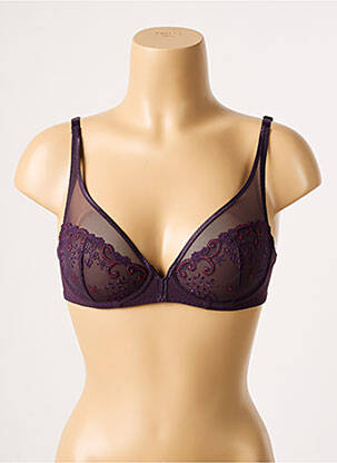 Sutien efect material satinat sutien cupe întregi cu decolteu înalt violet SIMONE PERELE femeie