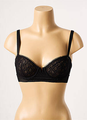 Sutien efect material satinat sutien balconet cu decolteu înalt negru SIMONE X SIMONE PÉRÈLE femeie