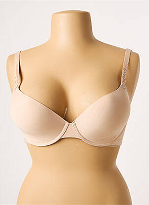 Sutien efect material satinat top sutien modelat culoare piersică SIMONE PERELE femeie