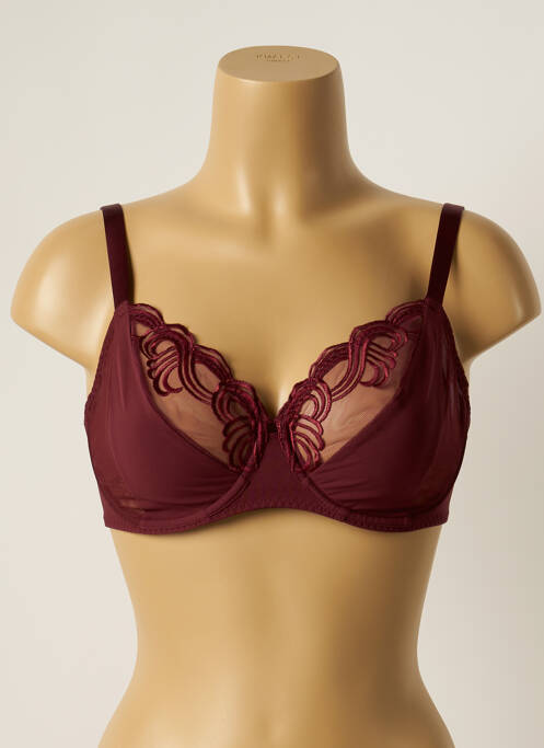 Sutien efect material satinat sutien cupe întregi cu decolteu înalt roșu SIMONE PERELE femme