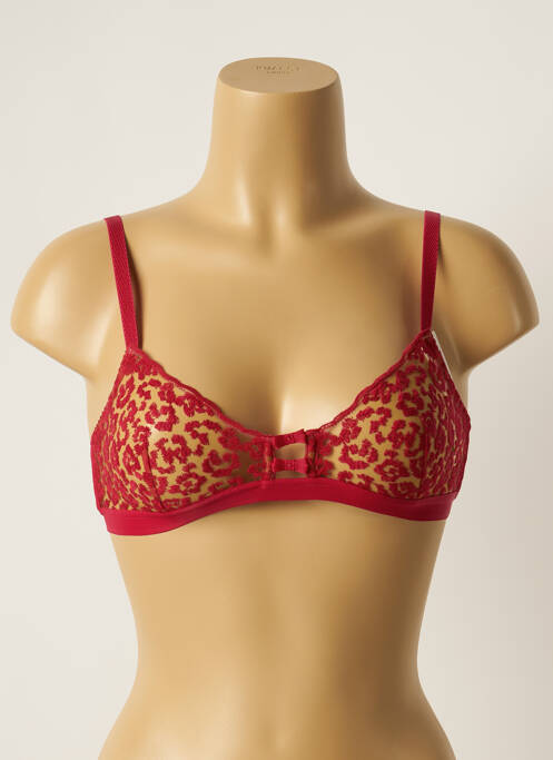 Sutien efect material satinat sutien cupe întregi cu decolteu înalt roșu SIMONE PERELE femme