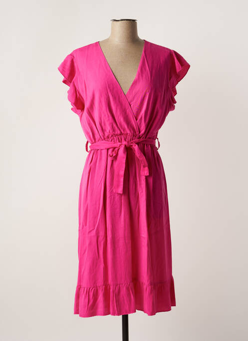 Rochie midi roz QUATRE VINGT JOURS femeie