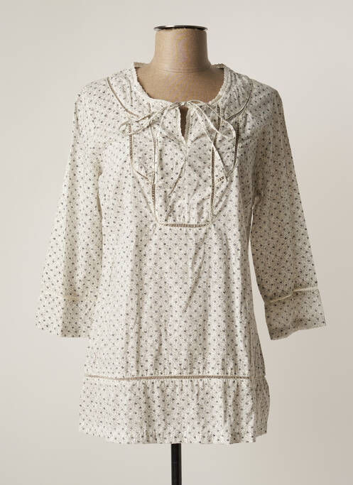 Tunică mâneci lungi guler rotund bej FELINO femme