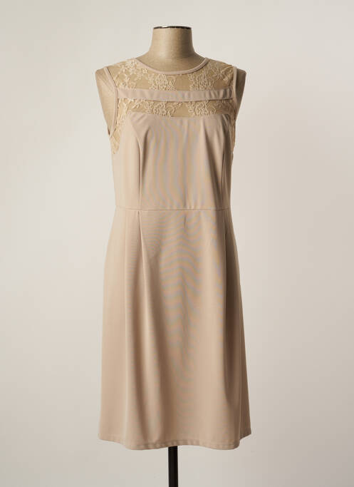 Rochie midi bej FEMMES JE VOUS AIME femeie