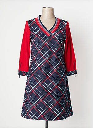 Rochie midi mâneci 3/4 mâneci 3/4 roșu MALOKA femeie