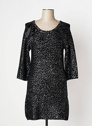 Rochie scurtă mâneci 3/4 mâneci 3/4 negru AKELA KEY femeie