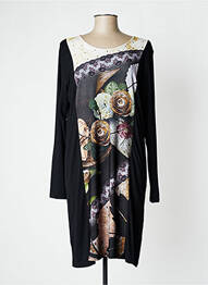 Rochie midi imprimeu fantezie mâneci lungi negru TWEF femeie