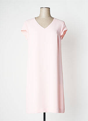 Rochie midi țesătură crep mâneci scurte roz WEILL femeie