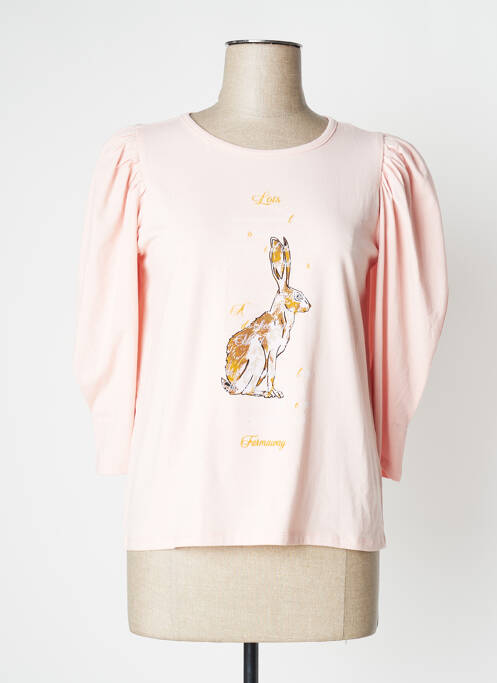 Top țesătură jersey mâneci 3/4 roz LOIS femme