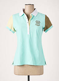 Polo broderie mâneci scurte verde MONTAGUT femeie