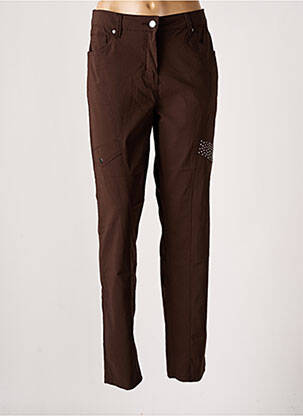 Pantalon slim țesătură poplin maro ZHENZI femeie