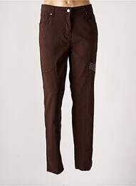 Pantalon slim țesătură poplin maro ZHENZI femme