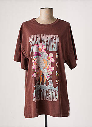 Tricou serigrafie mâneci scurte maro ROXY femeie