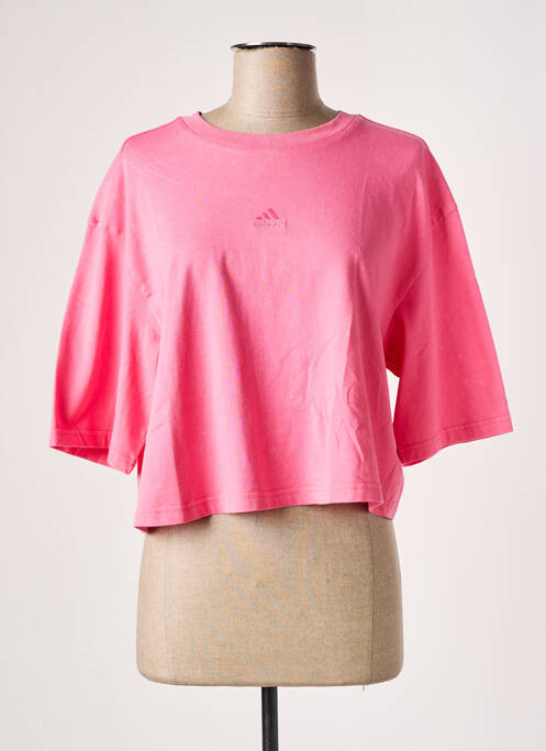 Tricou mâneci trei sferturi mâneci scurte roz ADIDAS femme