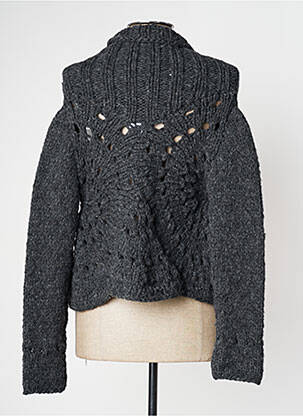 Vestă cu mâneci lungi guler șal gri TRICOT CHIC femeie