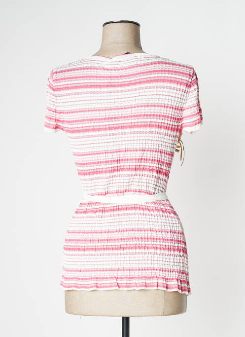 Cardigan petrecut roz TRICOT CHIC femeie