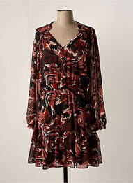 Rochie midi imprimeu fantezie mâneci lungi maro FREEMAN T.PORTER femeie