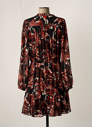 Rochie midi imprimeu fantezie mâneci lungi maro FREEMAN T.PORTER femeie