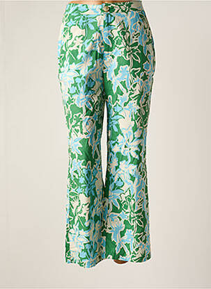 Pantalon drept țesătură poplin verde GARANCE femeie