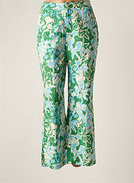 Pantalon drept țesătură poplin verde GARANCE femeie