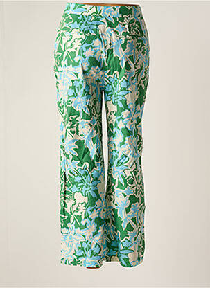 Pantalon drept țesătură poplin verde GARANCE femeie