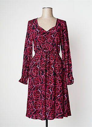 Rochie midi imprimeu floral mâneci lungi roz ICHI femeie