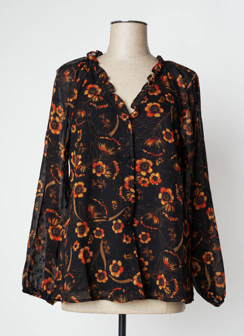 Cămașă imprimeu floral mâneci lungi negru DEELUXE femme