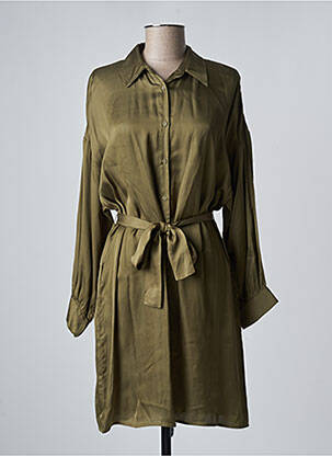 Rochie midi croială fluidă mâneci lungi verde SEE U SOON femeie