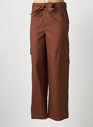 Pantalon drept închidere cu fermoar sub clapetă cu nasturi maro KAFFE femme