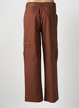 Pantalon drept închidere cu fermoar sub clapetă cu nasturi maro KAFFE femeie