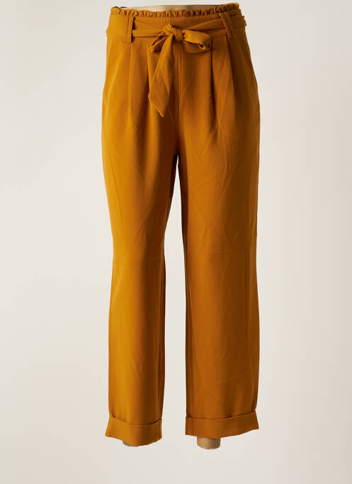 Pantalon slim țesătură poplin talie înaltă galben NUMPH femme