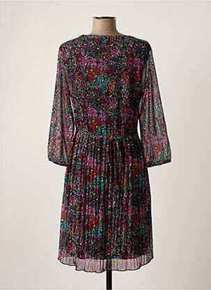 Rochie midi imprimeu floral mâneci lungi negru CHRISTINE LAURE femeie