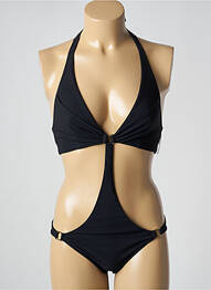 Costum de baie dintr-o singură piesă efect material satinat top triunghiuri negru AUBADE femme