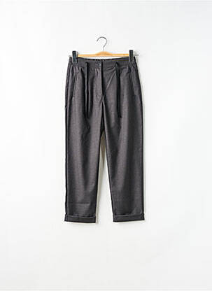 Pantalon drept închidere cu fermoar sub clapetă cu nasturi talie elastică gri DIXIE fată