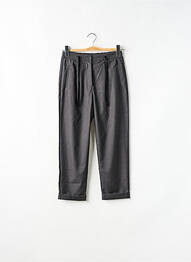 Pantalon drept închidere cu fermoar sub clapetă cu nasturi talie elastică gri DIXIE fille