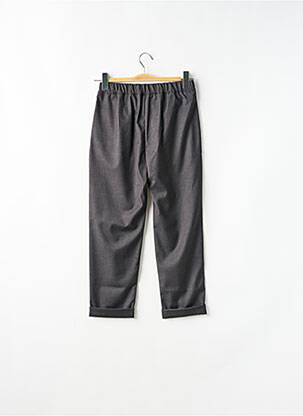 Pantalon drept închidere cu fermoar sub clapetă cu nasturi talie elastică gri DIXIE fată